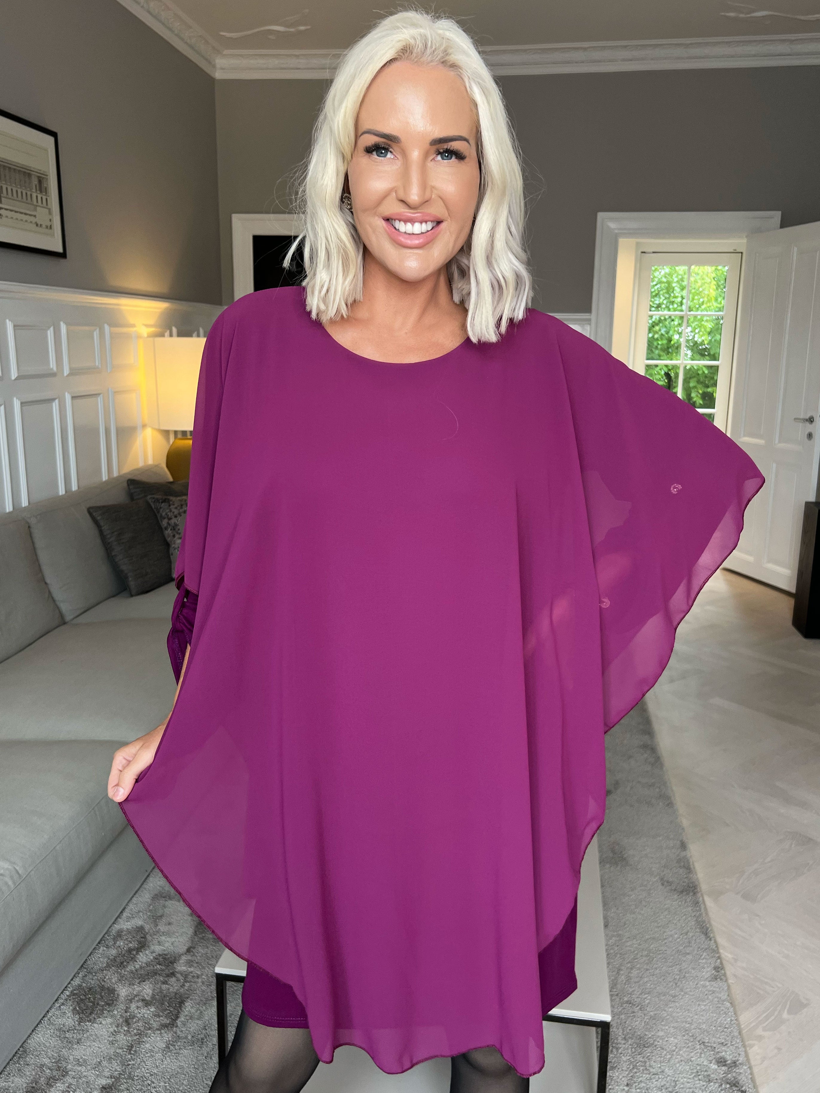 Kenya Long Sleeve - Tunikakjole med chiffonlag